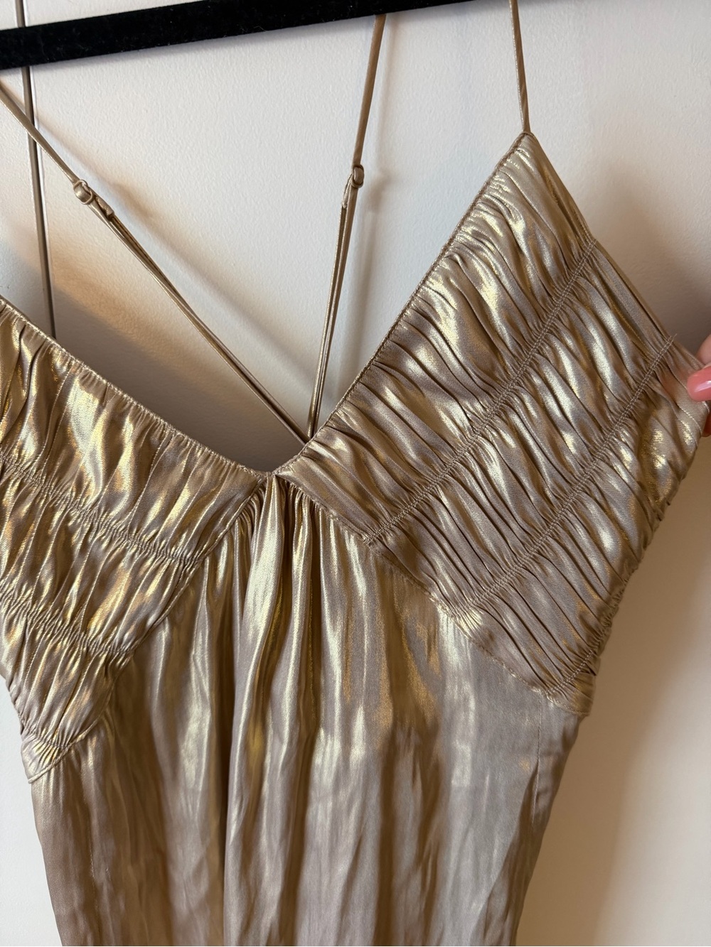 NWT - Metallic Champagne Slip Dress with Delicate Straps - Picture 11 of 11